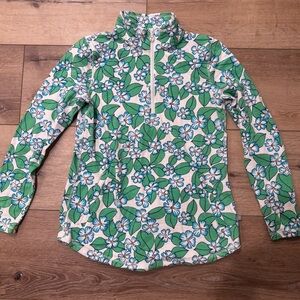 t by Talbots 1/4 zip mockneck Floral Green Blue and White Pullover- Active wear